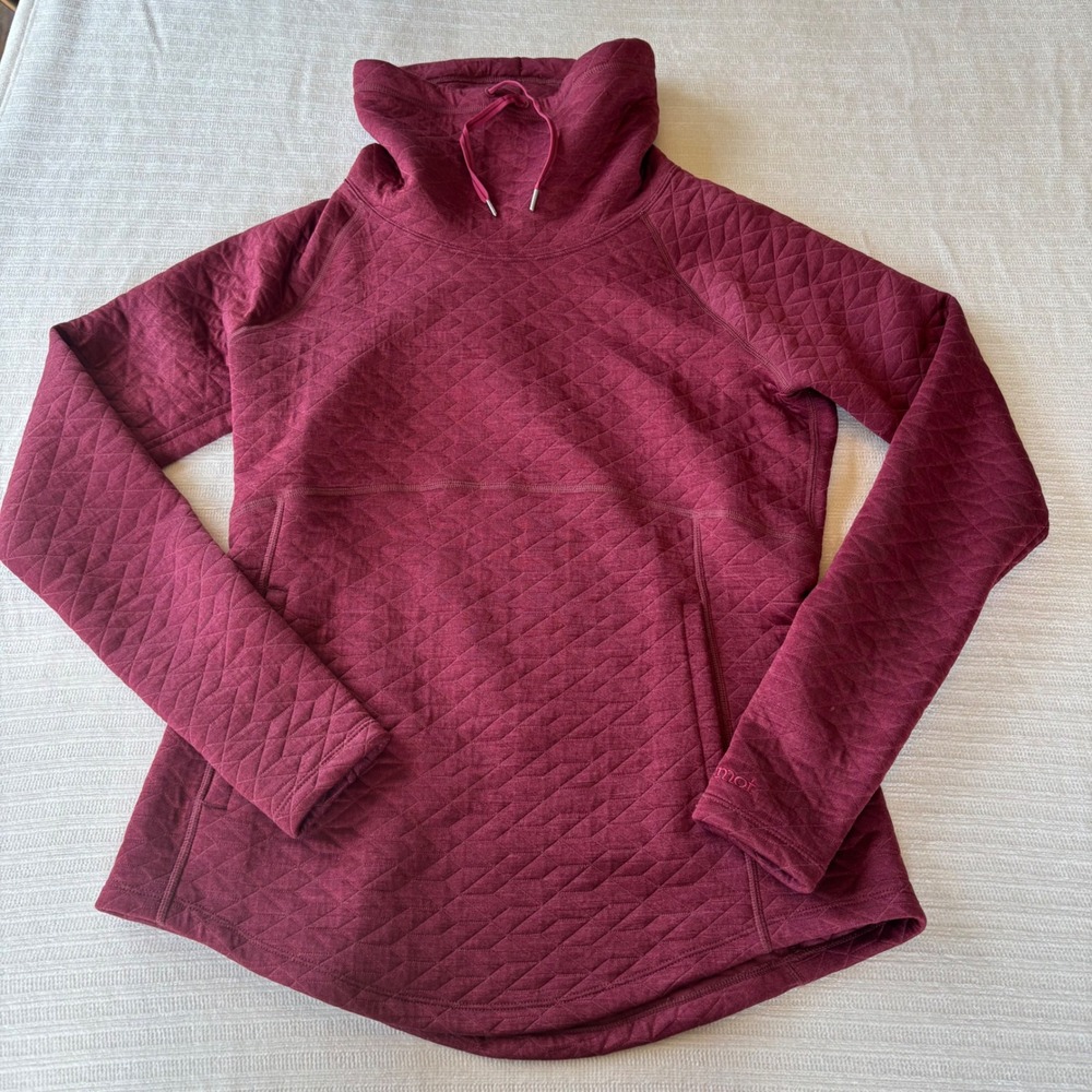 Marmot Annie Womens Quilted Funnel Neck Hoodie Burgundy Heather Pullover Medium - Picture 2 of 9